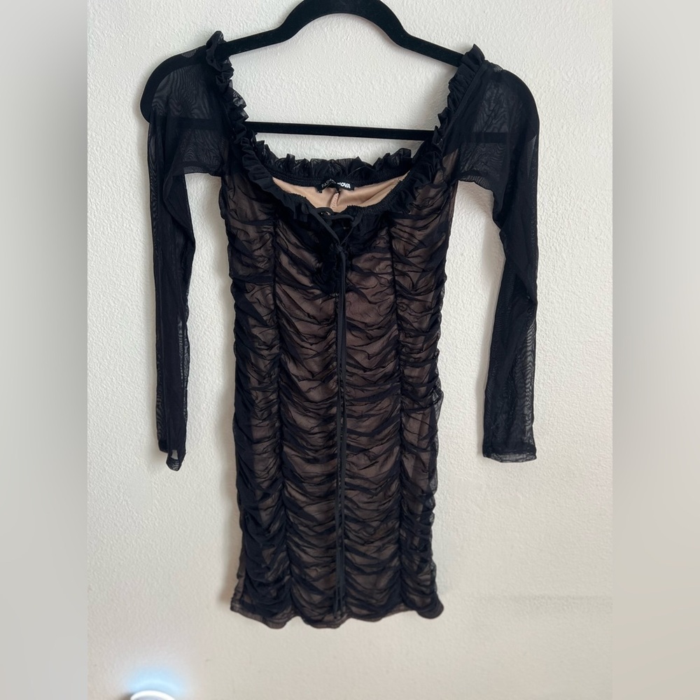 Elegant Black Ruched Dress
